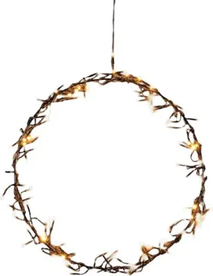 Produktbild von Lichterkranz 36 cm Durchmesser, 120 warmweiße LEDs, IP44, Trafo, Timer, Dimmer für Weihnachtsdekoration