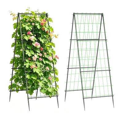 Produktbild von FATIVO Gurken Rankgitter 71x112x210 cm, A-förmige Rankhilfe Metall mit Netz