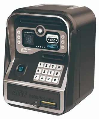 Produktbild von ZELUEXX Kinder Geldautomat Sparschwein mit Gesichtserkennung und Passwort, Spielzeug Bankautomat für Kinder, Geschenkidee, Schwarz