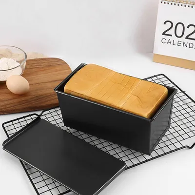 Produktbild von Antihaftbeschichtete Toastform mit Deckel aus Kohlenstoffstahl, hitzebeständig und wiederverwendbar