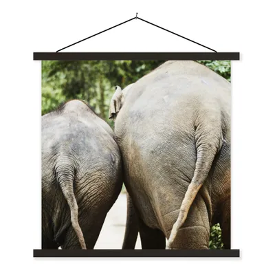 Produktbild von MuchoWow® Textilposter Elefant - Tiere - Grau - Natur 120x120 cm mit schwarzem Rahmen - Aufhängungsset