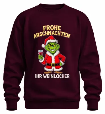 Obrázok produktu pre Veselé Vianoce Grinch Víno Humor Darček Víno Party Uni mikina, bordová, 3XL