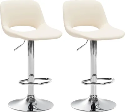 Produktbild von CLP 2er Set Barhocker Camden Kunstleder drehbar und höhenverstellbar | Farbe creme Material Gestell Metall in Chromoptik