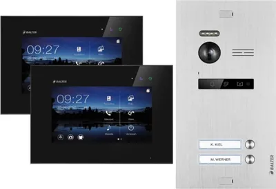Produktbild von Balter EVO Video-Türsprechanlage für Zweifamilienhaus mit 2x 7 Zoll Monitor Silber Schwarz