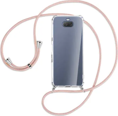 Produktbild von Handykette Backcover-Schutzhülle mit Band (Metall silberfarben) für Sony Xperia 10 - roségold