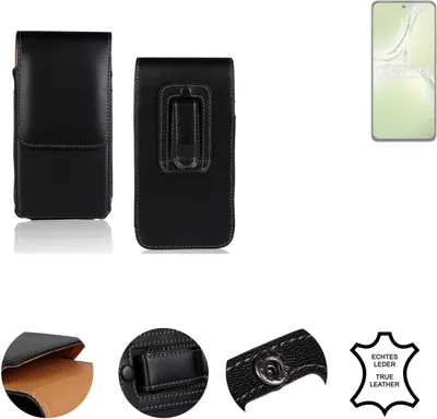 Produktbild von K-S-Trade Holster Gürteltasche Handy Hülle Schutzhülle kompatibel mit Oppo K12x 5G CPH2667 Handyhülle Leder schwarz, 1x