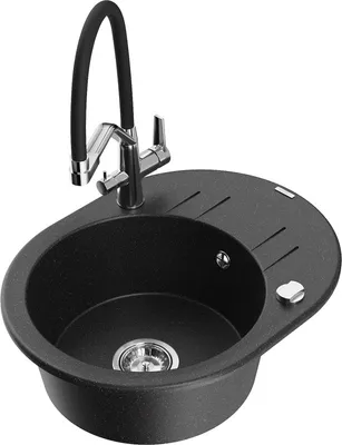 Produktbild von Mexen Kevin 1-Becken-Granitspüle mit Mischbatterie Duo, Schwarz/Silbermetallic - 6517-73-671701-07