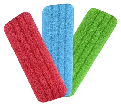 Image de Têtes de serpillère, 3 pièces, en microfibre, réutilisables, remplacement pour serpillère - 42 x 14 cm