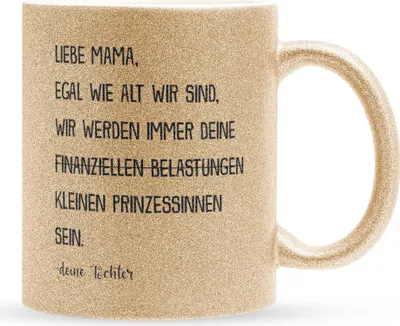 Produktbild von 22Feels Glitzertasse Gold Mama Geschenk von Töchtern Muttertag Geburtstag Mutter Weihnachten Frauen Kaffeetasse Haferl Geschenkidee Bürotasse