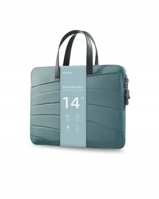 A teal laptop bag with black handles is shown against a white background.