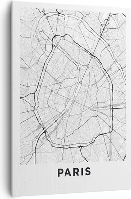 Produktbild von Bild auf Leinwand - Leinwandbild - Einteilig - Stadt Karte Paris - 70x100cm - Wand Bild - Wanddeko - Wandbilder - Leinwanddruck - Wanddekoration - Leinwand bilder - Wandbild - PA70x100-4868