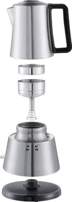 Produktbild von Cloer 5928 Moka Maker, "Espressokocher elektrisch", 3-6 Tassen, Edelstahleinsatz, Sicherheitsabschaltung, Sicherheitsventil, An-/Ausschalter, 365 W,