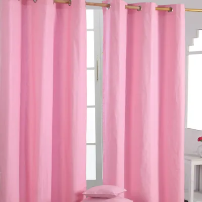 Immagine prodotto di HOMESCAPES Tende con occhielli in tinta unita rosa in set da 2, 182 x 137 cm