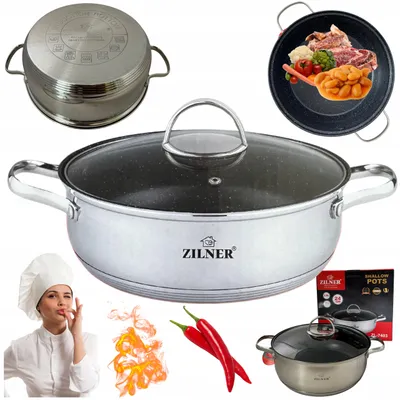 Produktbild von Zilner Niedriger breiter Topf mit Marmorbeschichtung 20cm Induktion