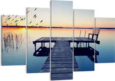 Produktbild von Bild auf Leinwand - Leinwandbild - See Brücke - 150x100cm - Wand Bild - Wanddeko - Wandbilder - Leinwanddruck - Bilder - Kunstdruck - Wanddekoration - Leinwand bilder - Wandkunst - EA150x100-3698