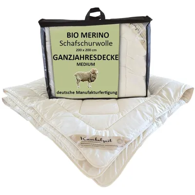 Produktbild von Bio Merino Schafschurwolle Ganzjahresdecke Kuschelzeit kbA und kbT in 200x200 cm