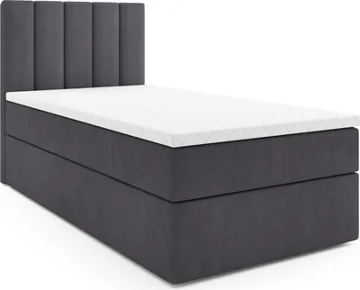 Produktbild von MR GROUP Boxspringbett BARI 100x200 rechts Kinderbett Jugendbett Einzelbetten Bett mit Stauraum Polsterbett Matratze Topper H3 Schlafzimmer dunkelgrau