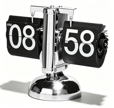 Retro-Klappuhr, mechanisch, 12h, schwarz, 21x8x16 cm, batteriebetrieben