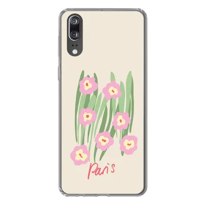 Produktbild von MuchoWow® Handyhülle Schutzhülle Hülle für Huawei P20 Blume - Rosa - Gras Silikon Softcase Handy Hülle - Hardcover