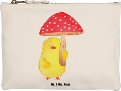 Produktbild von Mr. & Mrs. Panda pencil case Küken Fliegenpilz Größe M - Weiß - Geschenk, Make-Up Tasche, Federtasche, Ostergrüße, Mäppchen, kosmetiktäschchen, Kosmetiktasche, Ostern