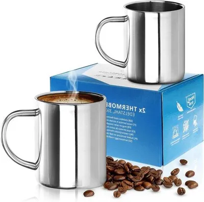 Obrázek produktu pro Sada nerezových termohrnků, 350 ml, s dvojitou stěnou, vysoká kvalita