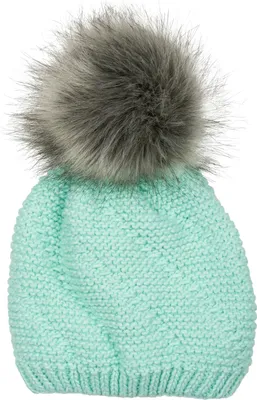 Produktbild von styleBREAKER Uni Einfarbige Strick Bommelmütze fein gestrickt mit Fleece Futter, Winter Fellbommel Mütze 04024175