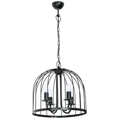 Zdjęcie produktu dla Lampa wisząca świecznikowa czarna klatka Single 4xE14 15W Luminex
