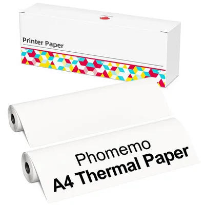 Produktbild von Phomemo A4 Thermodruckerpapier,210mmx6.5m(8.27"x256"),für M08F/M832/M833/M834/M835 Mobiler A4 Drucker,für Reisen,Zuhause,Büro,Rechnungen,2 Rollen