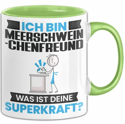 Produktbild von Meerschweinchenfreund Tasse Geschenk für Meerschweinchenfreund Geburtstag Lustiger Spruch Kaffee-Becher Was Ist Deine Superkraft (Grün)