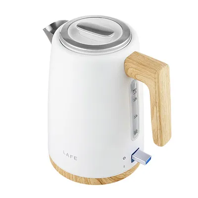 Zdjęcie produktu dla Lafe LAFCZA47462, 1,7 l, 2200 W, Biały, Drewno, Stal nierdzewna, Wskaźnik poziomu wody, Zabezpieczenie przed przegrzaniem