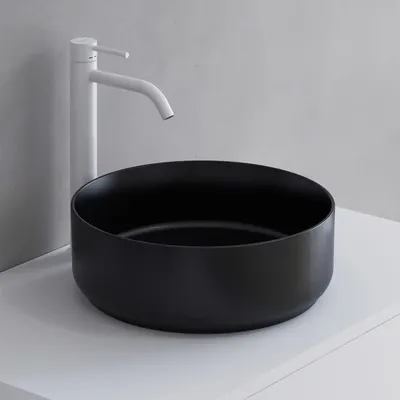 Zdjęcie produktu dla Umywalki Sapho - Umywalka nablatowa, średnica 360 mm, bez przelewu, czarny mat 10NF65036B