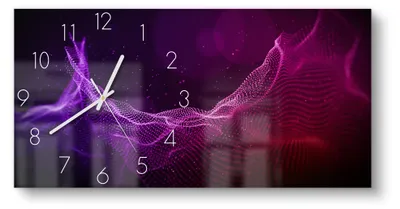 Produktbild von DEQORI Glasuhr 60x30 cm Zahlen 'Abstrakte violette Welle' Wanduhr Glas Uhr Design leise Küchenuhr