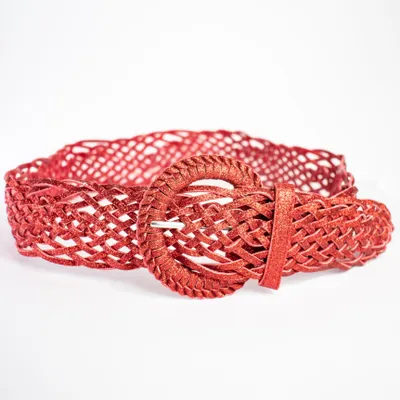 Produktbild von Geflochtener Damengürtel Glänzend 115 cm Mit Pailletten Rot