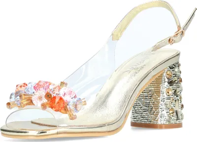 Produktbild von Misstyl by Laura Vita Damen Sandalette transparent mit Perlen besetzt MARLEN 02, Größe:41 EU, Farbe:Gold