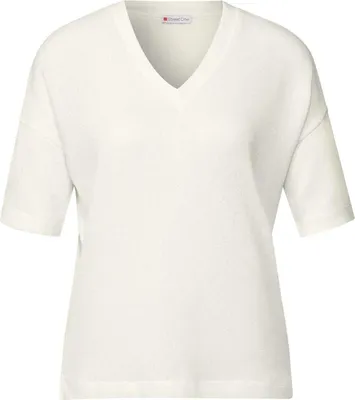 Produktbild von LTD QR v-neck knit look shirt 10108 off white Größe 42