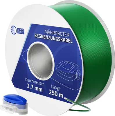 Obrázok produktu pre ECD Germany 250 m univerzálneho ohraničujúceho kábla pre robotické kosačky + 12 káblových konektorov