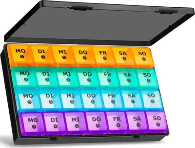 Obrázok produktu pre Box na tablety 28 dní box na tabletky 7 priehradiek box na lieky organizátor vitamínov