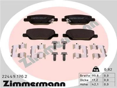 Produktbild von ZIMMERMANN Bremsbeläge Satz Hinten Bremsklötze für FIAT TIPO Kombi (356) 22449.170.2