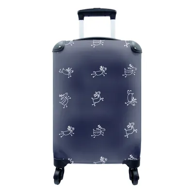 Produktbild von MuchoWow® Koffer Handgepäck Trolley Rollkoffer Kleine Reisekoffer mit 4 Rollen - Hirsche - Muster - Illustration - Cabin Size < 55x40x23 cm & 55x40x20 cm - Fotokoffer - Kabinenkoffer - Boardgepäck - Reise-Box - Reisekoffer - Reisegepäck - Koffer mit Bild - Trolley für Kinder