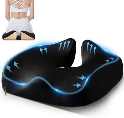 Produktbild von Sitzkissen, orthopädisches Steißbeinkissen, Memory-Schaum, schwarz, für Bürostuhl