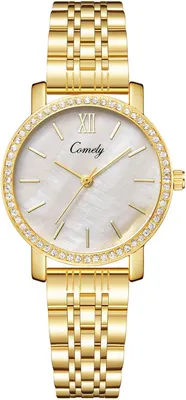 Produktbild von CIVO Damenuhr Edelstahl Analog Quarz Wasserdicht Elegante Armbanduhr mit Diamant Design Geschenk für Frauen Silber Gold
