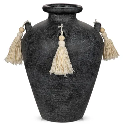 Immagine prodotto di Omgoods - Vaso vintage in Vetroceramica nera, altezza 24 cm, ideale per fiori