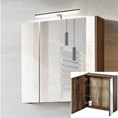 Produktbild von Spiegelschrank 60cm mit LED-Beluchtung PUEBLA-56 in Vintage Oak Nb. B/H/T ca. 60/75/17 cm