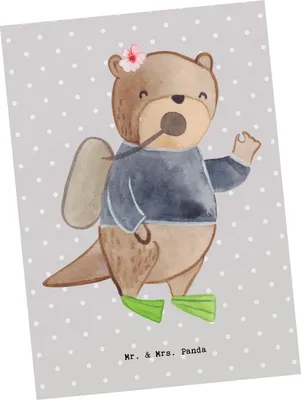 Produktbild von Mr. & Mrs. Panda Postkarte Taucherin Herz - Grau Pastell - Geschenk, Fotokarte, Ansichtskarte, Postkarten, Ansichtskarten, Grußkarte