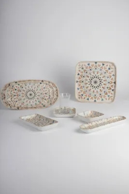 Produktbild von Hermia Concept, Frühstücksset (29 Teile) aus 100% Porzellan, Weiß/Creme/Braun/Blau