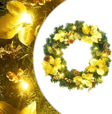 Produktbild von Weihnachtskranz mit LED-Lichtern Grün 60 cm PVC