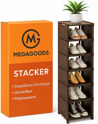 Produktbild von Stapelbares Schuhregal platzsparend für Wand und Ecke verstellbar DE.