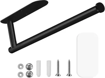 Produktbild von Ibenzoa® Selbstklebender Edelstahl-Küchenrollenhalter zur Wandmontage – für Küche & Bad, schwarz, 33,5 x 4,5 x 8 cm
