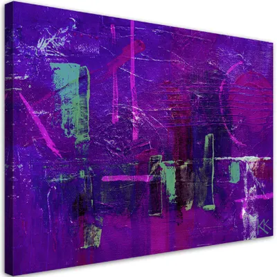 Produktbild von Leinwandbild Lila handgemalte Abstraktion 120x80 Feeby Violett bild für die wand bereit zum aufhängen