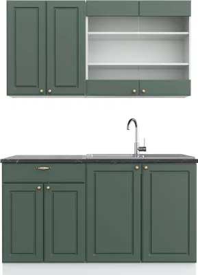 Produktbild von Singleküche Vicco Fame-Line Grün-Gold Landhaus/Weiß 140 cm , AP Anthrazit, Model 42460